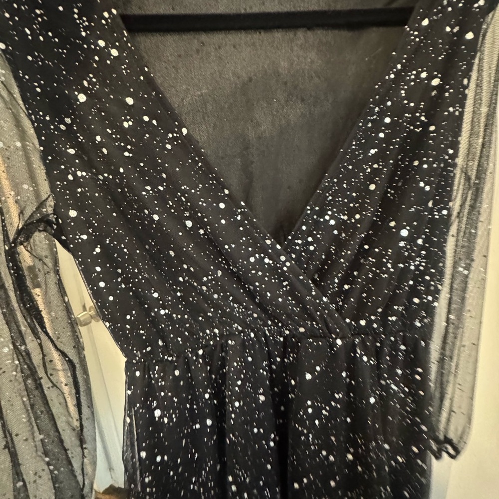 Simple Black and White Celestial Long Sleeve Dress